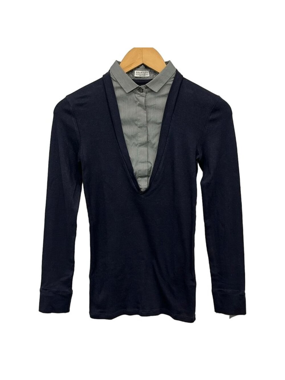 Brunello Cucinelli Long Sleeve Top Dark Navy Gray S